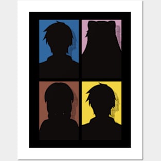 All Main Characters from More than a married couple, but not lovers or Fuufu Ijou, Koibito Miman: Akari Watanabe, Shiori Sakurazaka, Jirou Yakuin and Minami Tenjin in Silhouette Pop Art Design Posters and Art